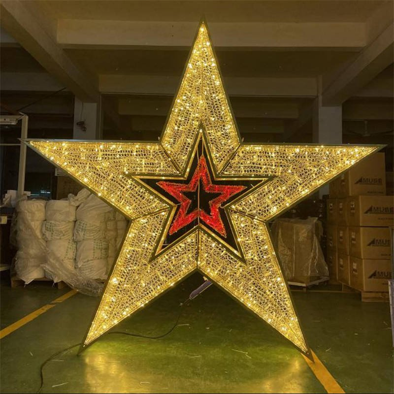 3D Moon Star Motif Light Outdoor Ramadan Decoration Pattern Lights Holiday Street Christmas Party LED Motif Lights