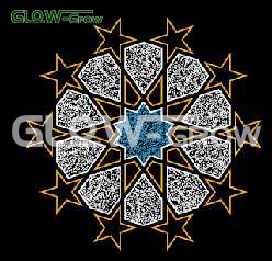 Large 2D Waterproof Outdoor LED Ramadan Blue Moon Motif Light for Holiday Festival Street Home Decoration