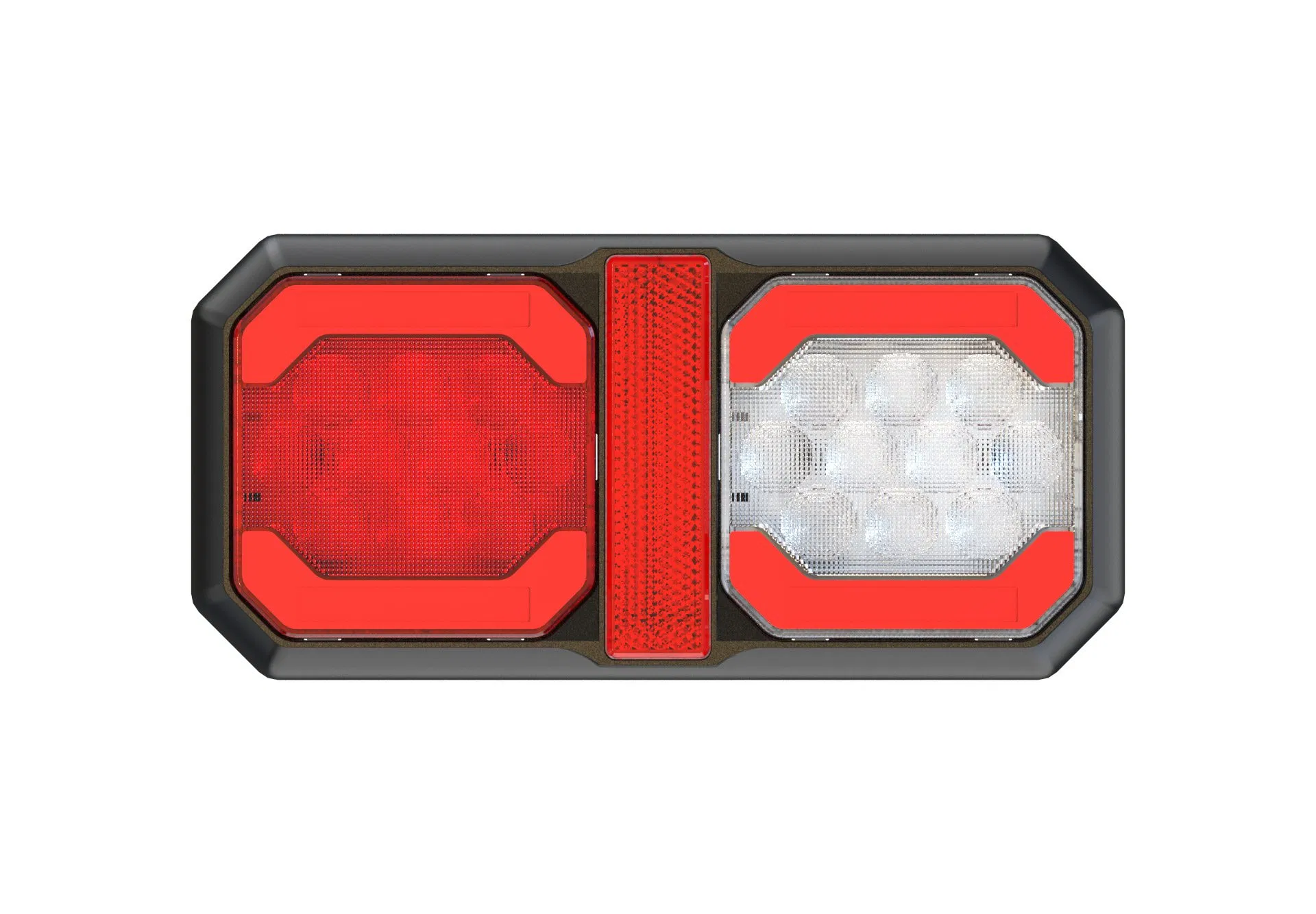 E-Markuniversal LED T Ail Lamp Modular Square Combined Trailer Rear Light Tail Light Stop Brake Turn Signal Light White Reverse Modern DIY Design for Truck