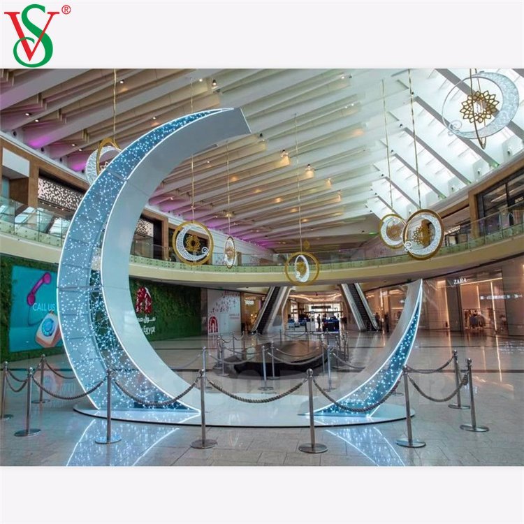 Shopping Mall Decorations LED Ramadan Crescent Moon Motif Lights
