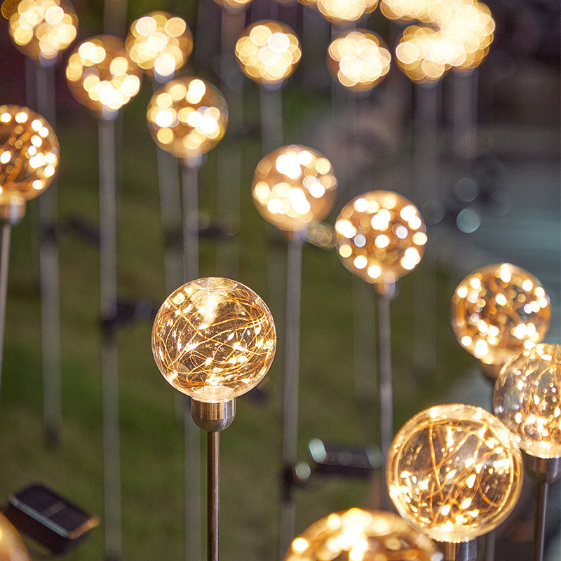 Outdoor Lamp for Landscape Path Lawn Garden Outdoor Decoration Solar Copper Wire Globe Stake Lights
