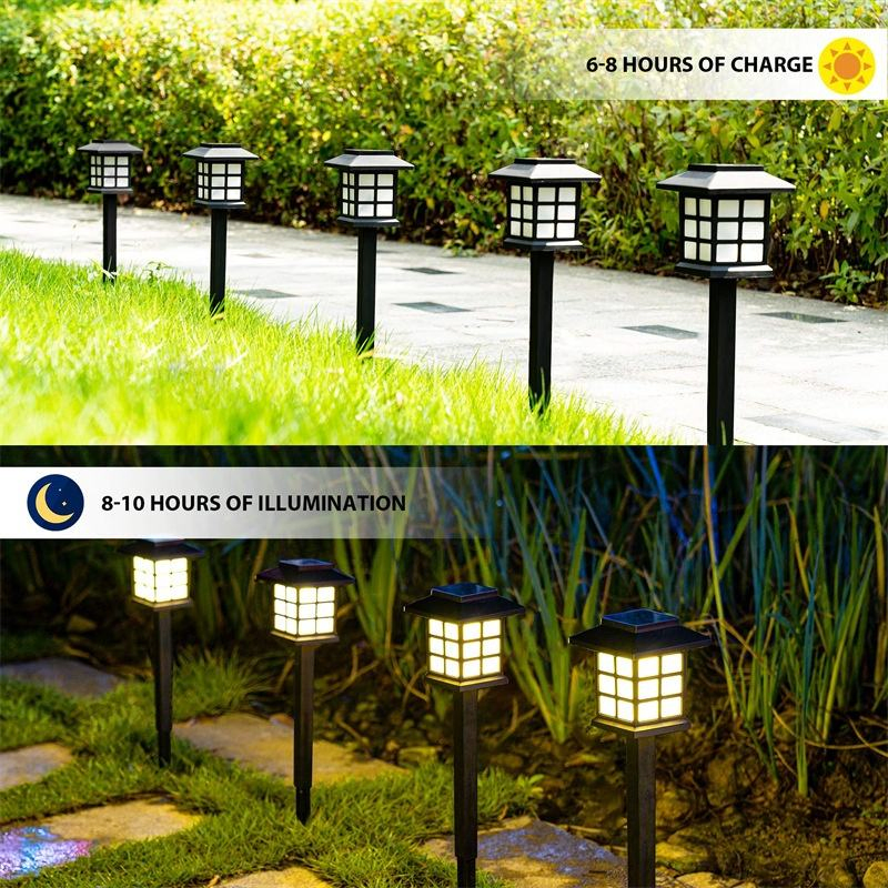 Solar LED Retro Landscape Ground Stake Light for Garden Courtyard Small Palace House Outdoor with IP65 Rating DC Power Supply
