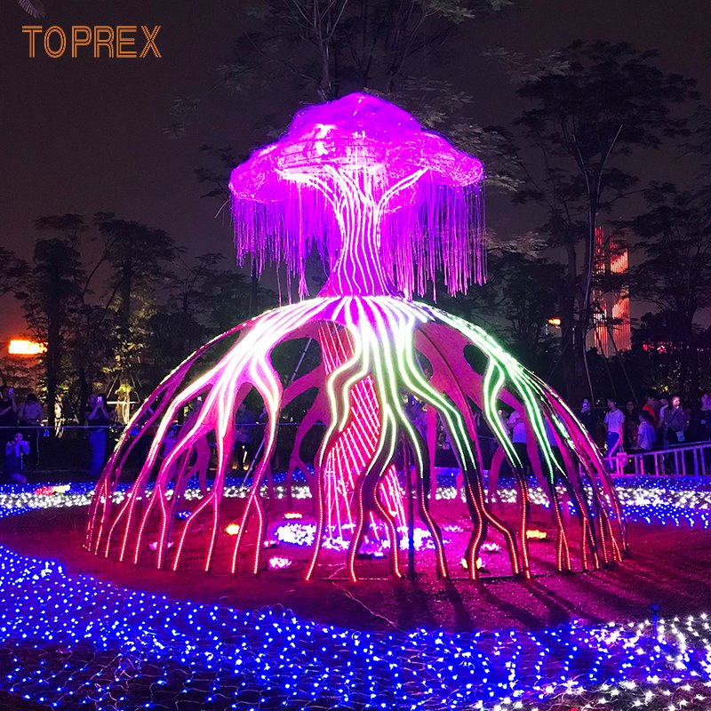 Toprex Festival String Lights 3D Fiber Optic LED Tree Shape Park Outdoor Motif Light