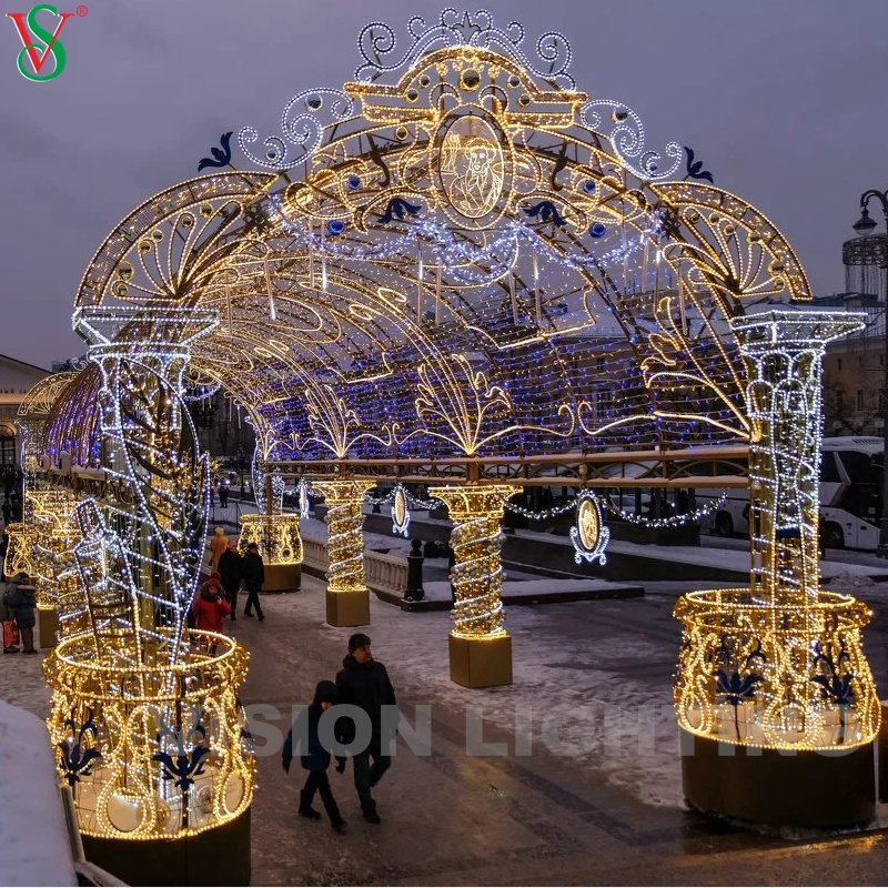 Waterproof Christmas Giant Arch Motif Decorations Lighting for Outdoor Plaza