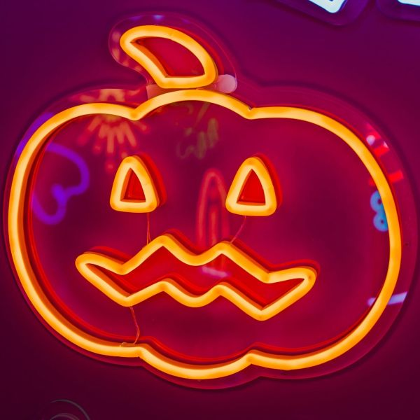 LED Neon Jack-O ′ -Lantern Halloween Pumpkins Orange and The Outline of Novel Light