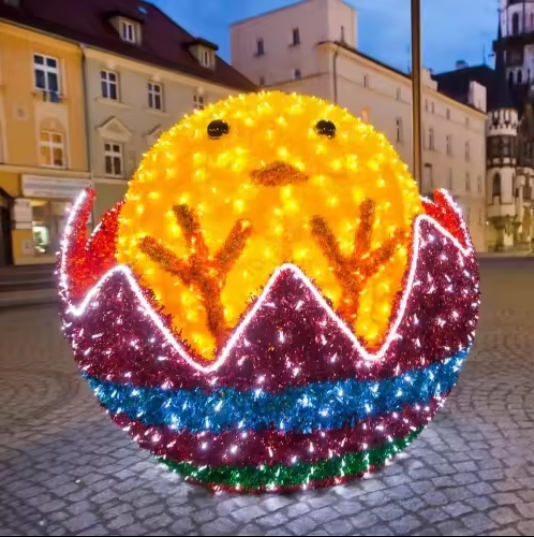 LED Egg Rabbit 3D Motif Light for Outdoor Easter Shopping Mall Street Festival Decoration