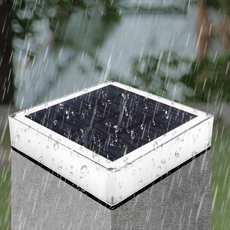Outdoor IP65 Waterproof Garden Yard Fence Bollard Gate Pillar Decorative Lighting Square LED Solar Powered Post Light Lamp