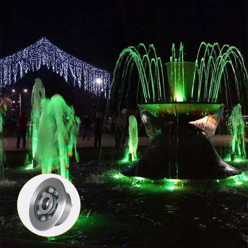 Outdoor LED Fountain Ring Light 6W 9W 12W 18W DMX Control Stainless Steel IP68 Submersible RGB Fountain Lights