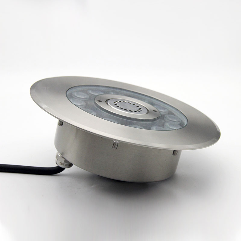 24V DMX Submersible IP68 Waterproof Landscape Recessed Ring LED Fountain Nozzle Light Dimmable Stainless Steel Laminar Effect