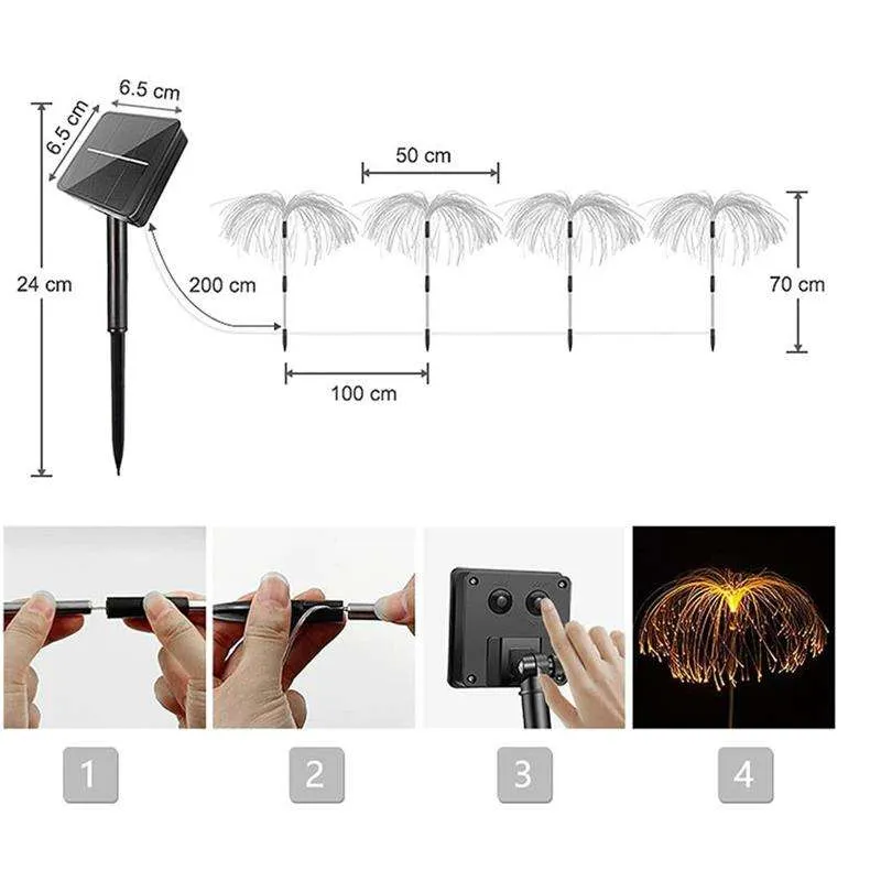 4-Piece Solar Powered Decorative Jellyfish Night Light