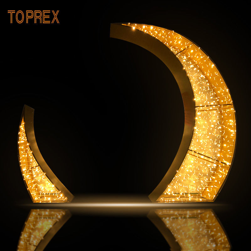 Toprex Ramadan Eid Muslim Crescent Shopping Mall LED Moon for Outdoor Decorations