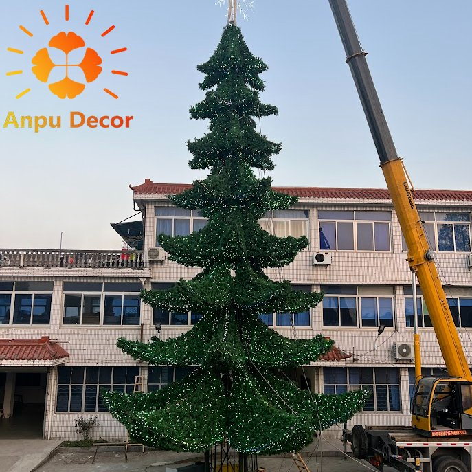 Anpu Lighting Festival Decoration Outdoor Big Height LED Christmas Tree for Plaza