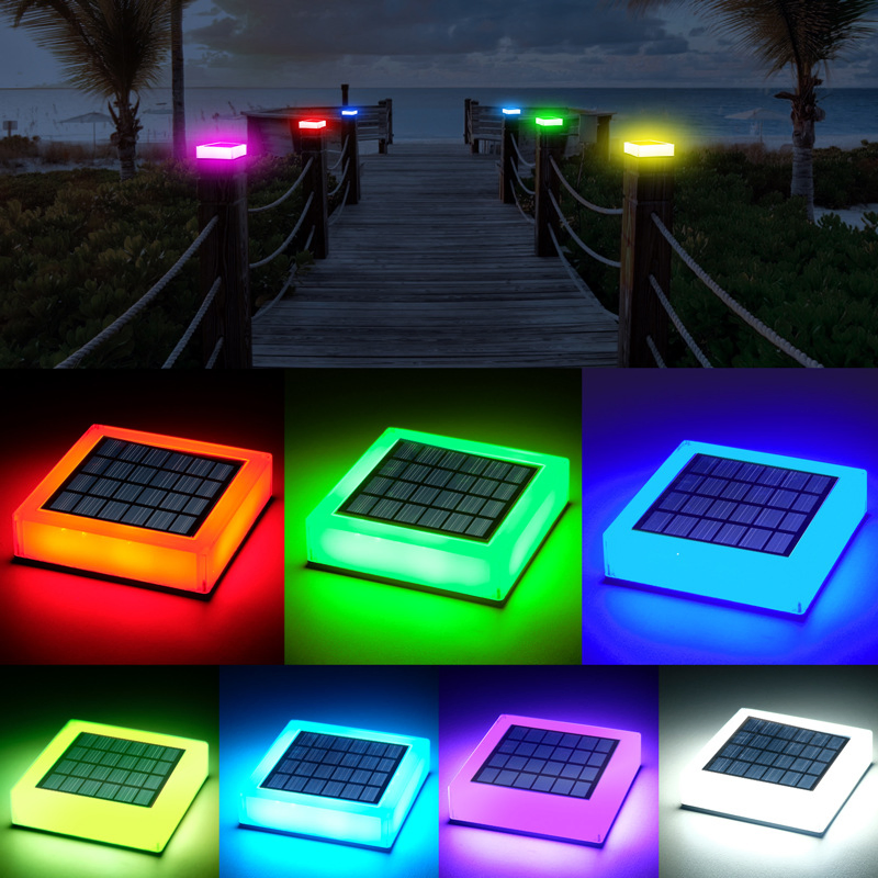 Outdoor IP65 Waterproof Garden Yard Fence Bollard Gate Pillar Decorative Lighting Square LED Solar Powered Post Light Lamp