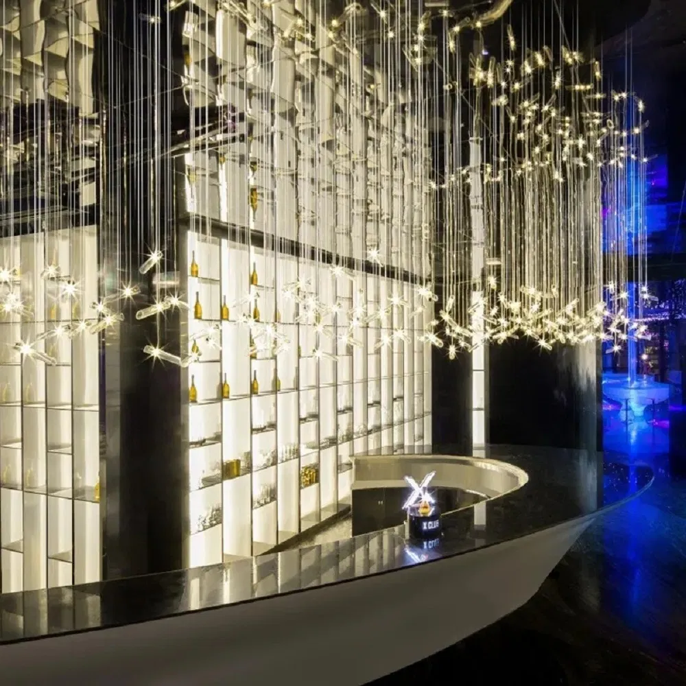 Modern Art Glass Chandelier Commercial Plaza Hotel Bar Large Customized Ceiling Decor Pendant Lamp