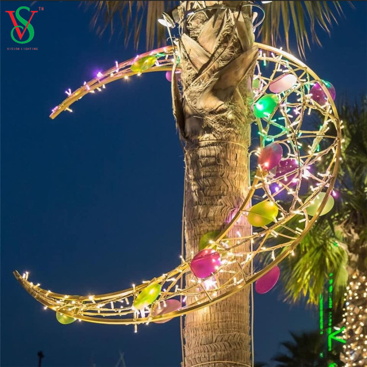 Shopping Mall Decorations LED Hanging Ramadan Moon Motif Lights