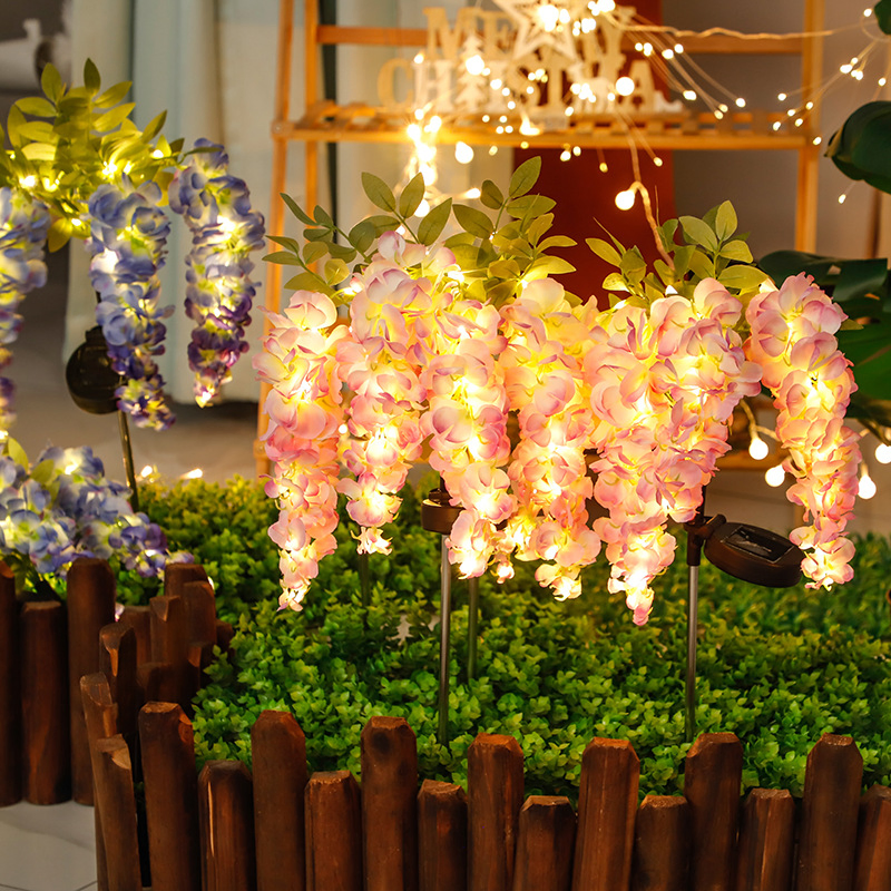 Solar Wisteria Flower Lights - Outdoor LED Garden Decoration, Realistic Landscape Stake