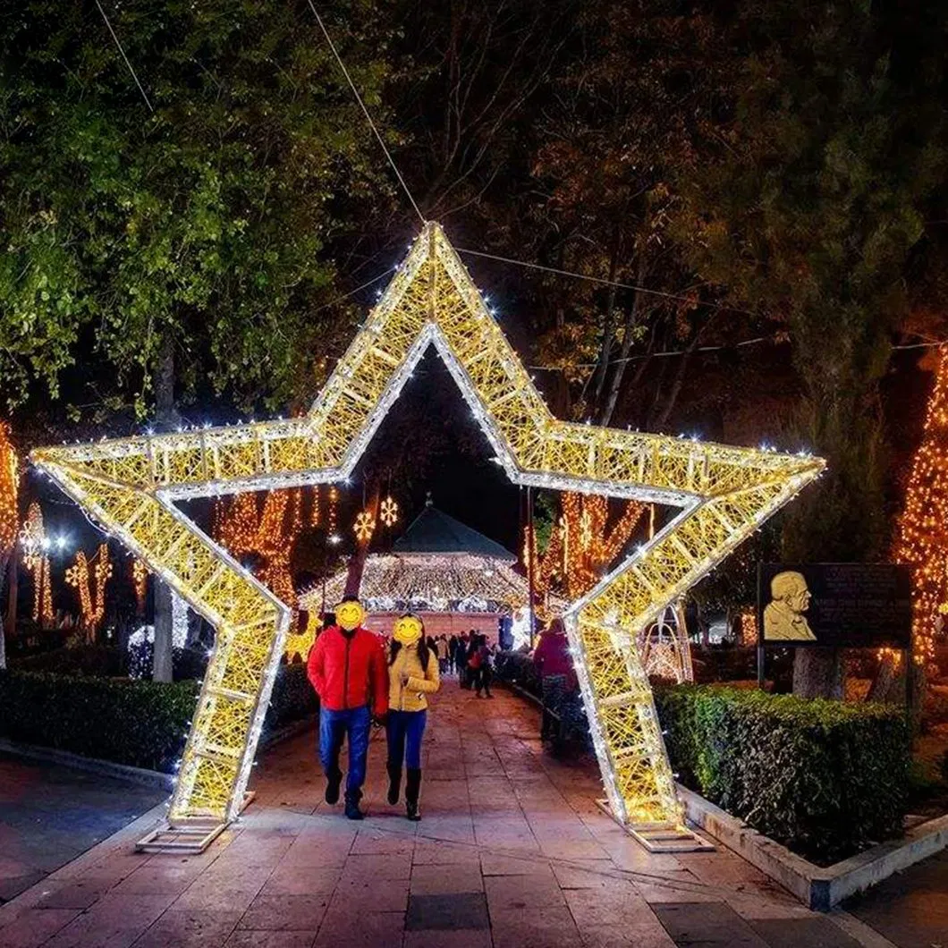 Outdoor Indoor Holiday Festival Valentine National Day Reindeer Snowman Tree Decoration 3D Star Christmas Motif Lights