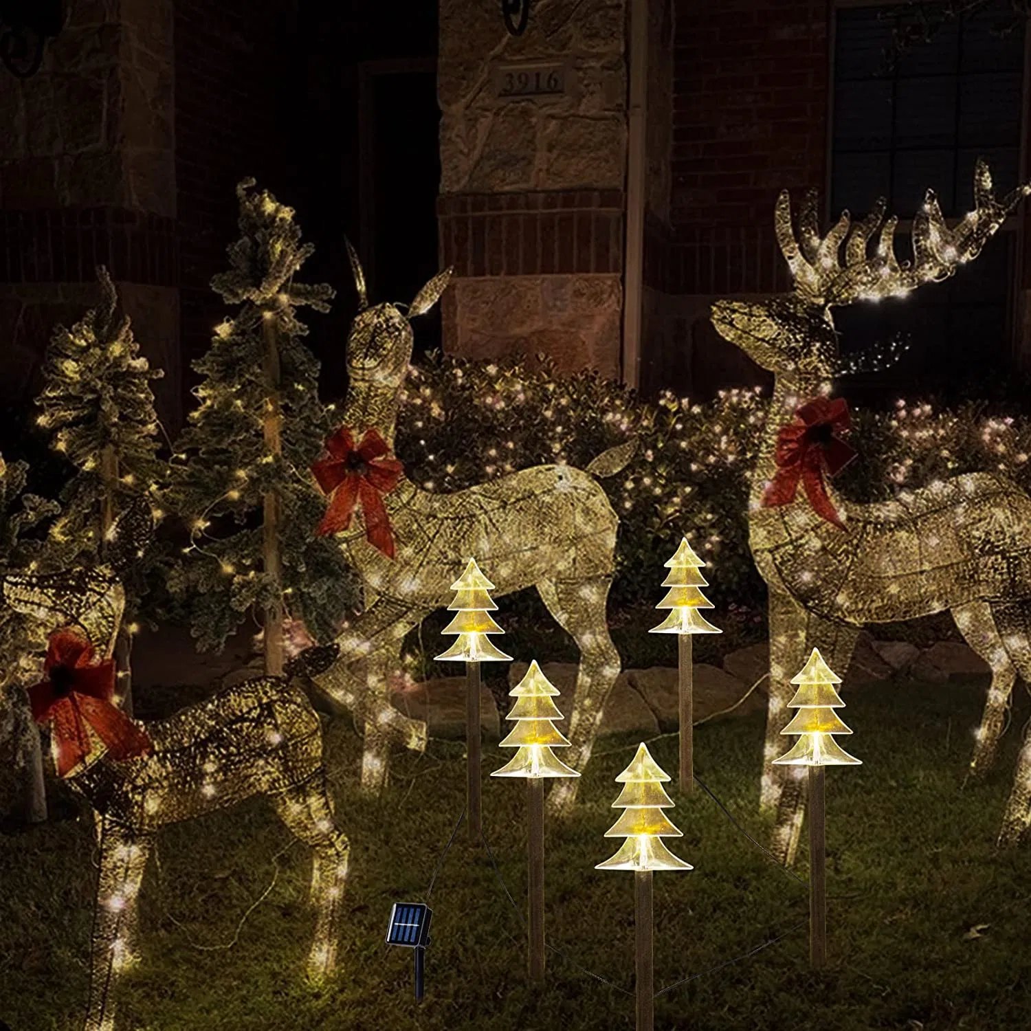 Christmas Solar Stake Lights Waterproof Landscape Christmas Lights