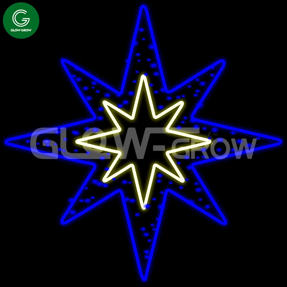 Factory 120X120cm Blue Warm White LED Starburst Motif Rope Light with String Light for Christmas Xmas House Easter Decoration