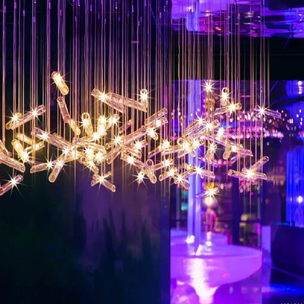 Modern Art Glass Chandelier Commercial Plaza Hotel Bar Large Customized Ceiling Decor Pendant Lamp