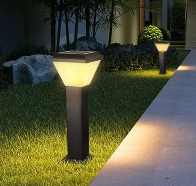 Outdoor Landscape Pathway Decorative Lights Solar Powered Pillar Bollard Lights