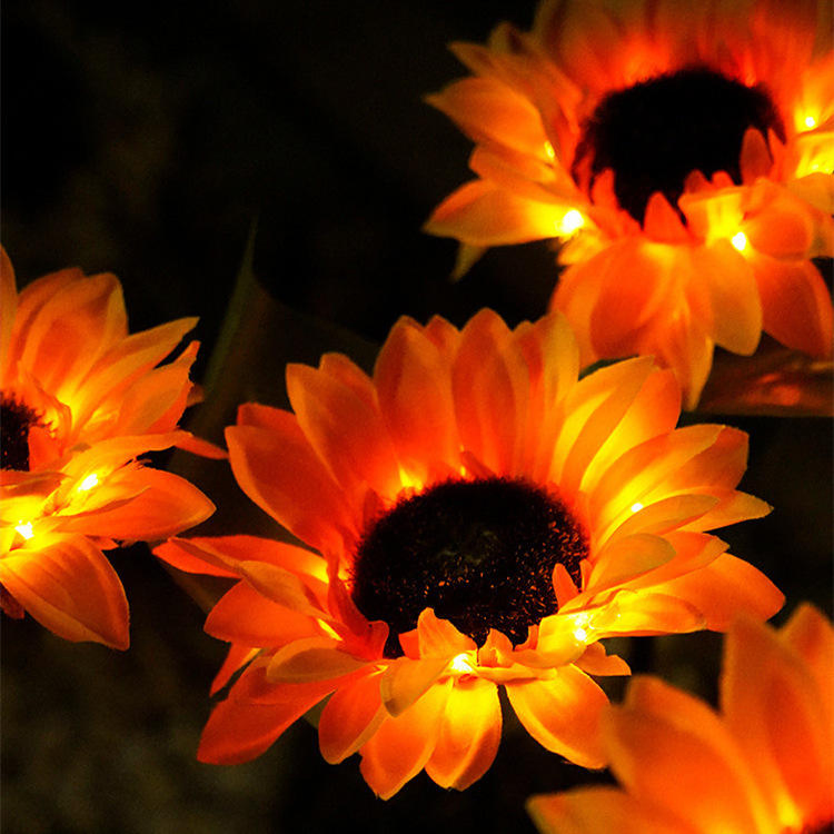 Outdoor Solar Powered LED Sunflower Garden Stake Lights for Landscape Lighting