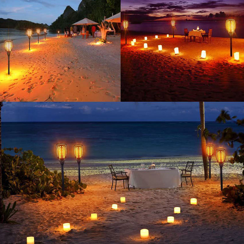 Exterior Outdoor 12 LED Solar Powered Energy Decorative Lawn Luces Solares Torch Stake Lamp Garden Flickering Flame Spike Light