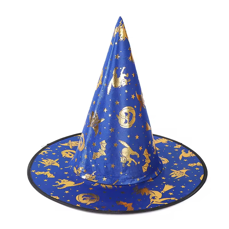 Halloween Gold Stamp Witch Wizard Hats Costume Accessory for Adult Kids Halloween Costumes Decoration