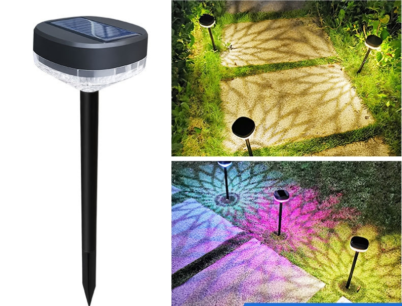 RGB Waterproof New Pattern Design LED Solar Garden Outdoor Landscape Lawn Ground Pathway Stake Light Lamp Solar Decoration Light