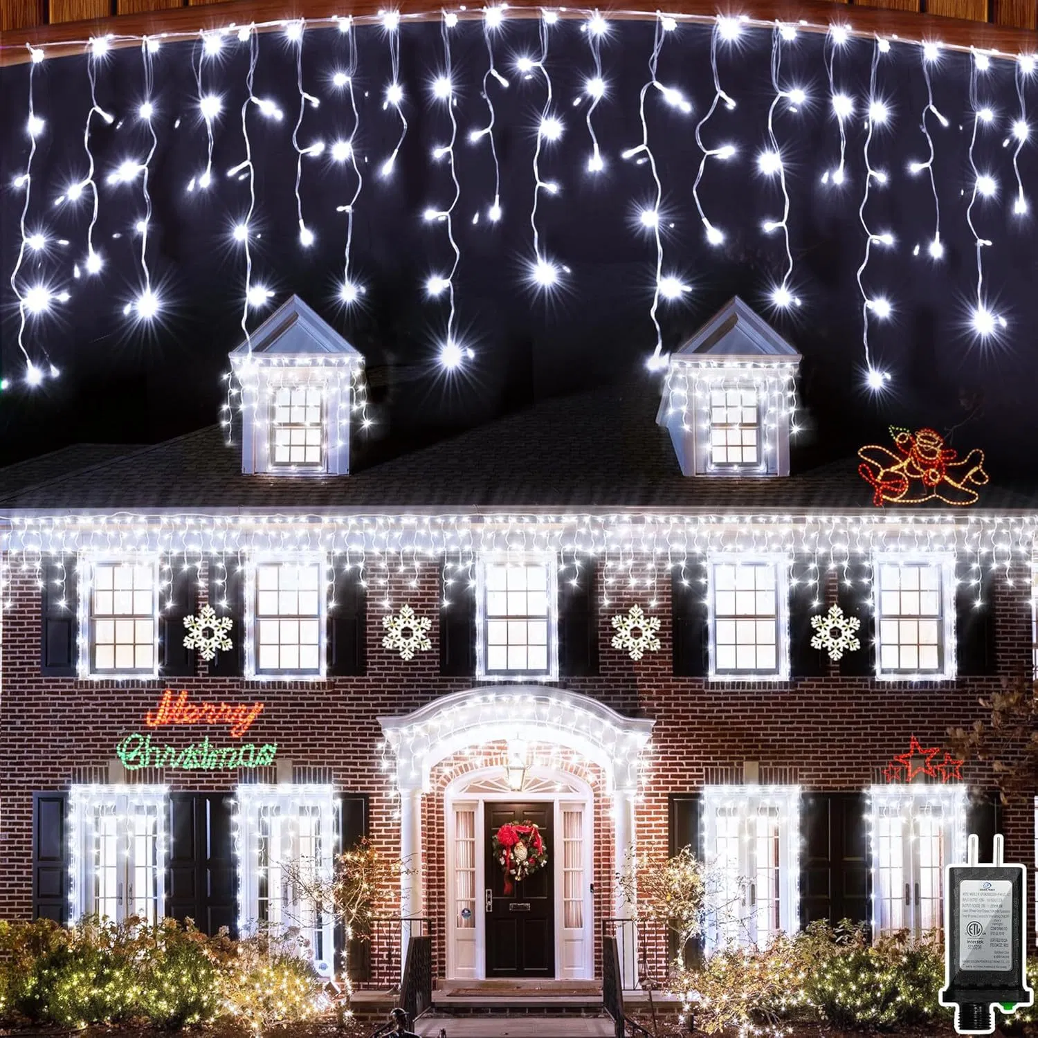 Waterfall Icicle Light 40/60/70/80cm LED Curtain Icicle String Lights 31V Christmas Decoration Lighting for Garland Party Garden Stage Roof Outdoor Decoration