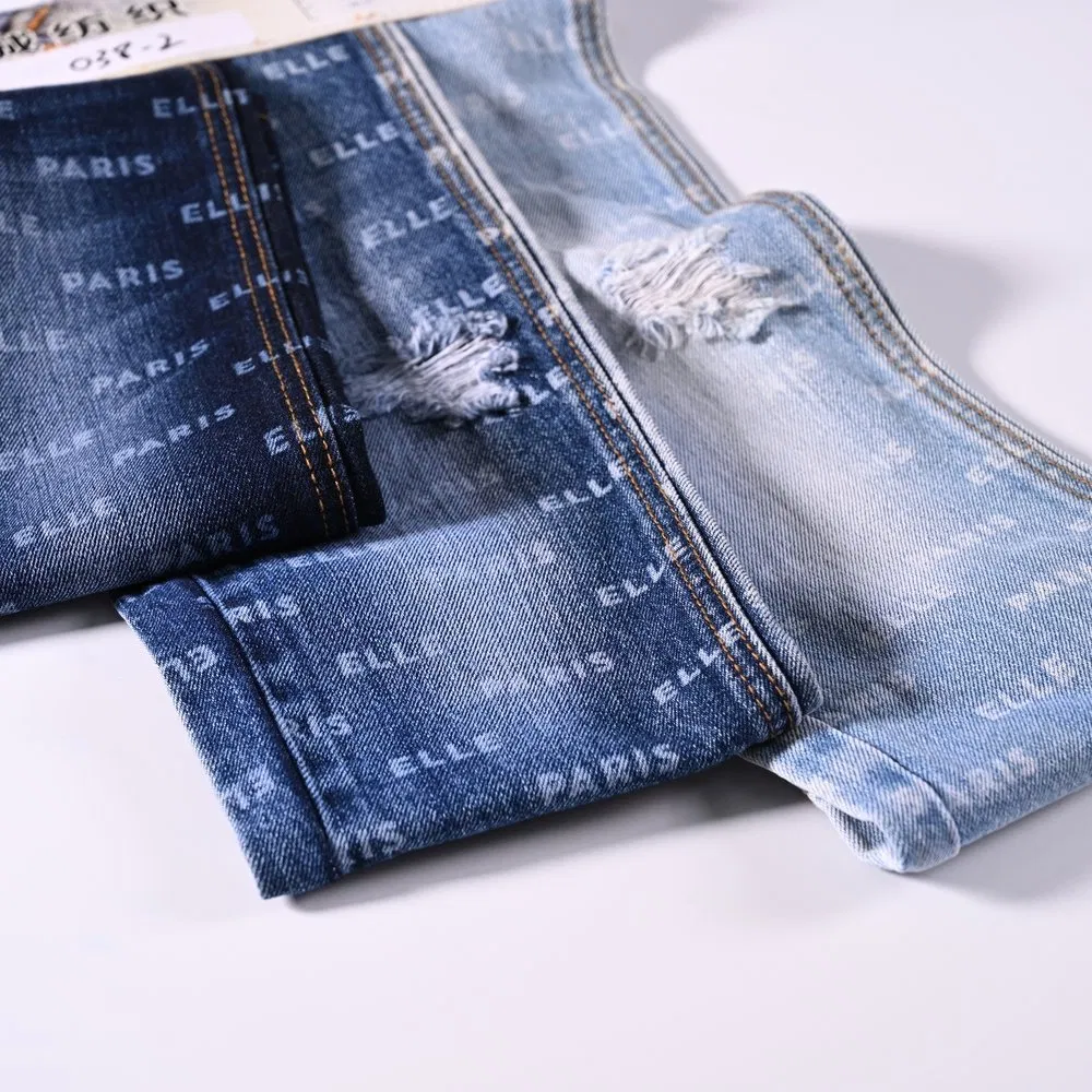 China Made Laser-Cut Distressed Laser Denim with Custom Laser Patterns