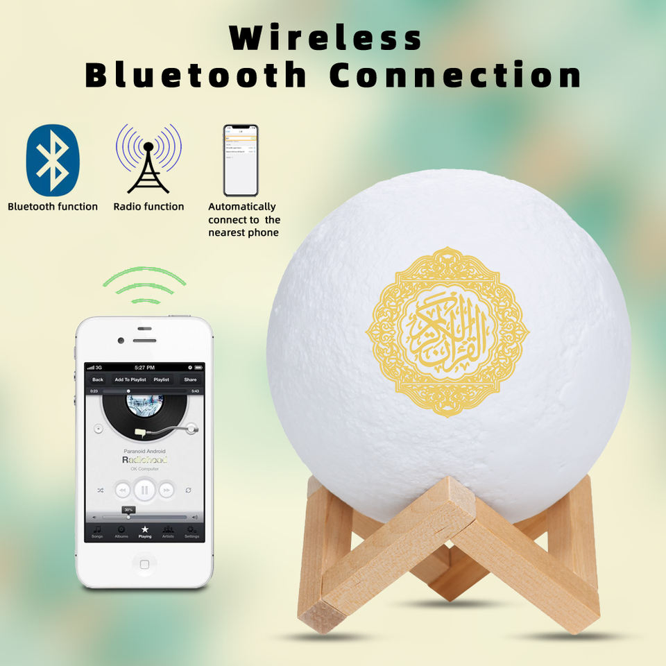 Professional Factory More Colors 3D Night Moon Light Quran Muslim Allah Eid Ramadan Speaker with USB Charge