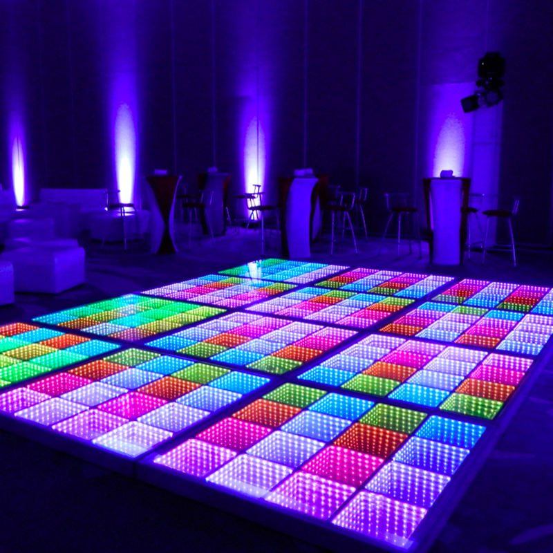 LED Dancing Floor Wedding Portable 3D Interactive LED Light up Floor Tile Light Infinity Mirror Wireless Floor Dance Light