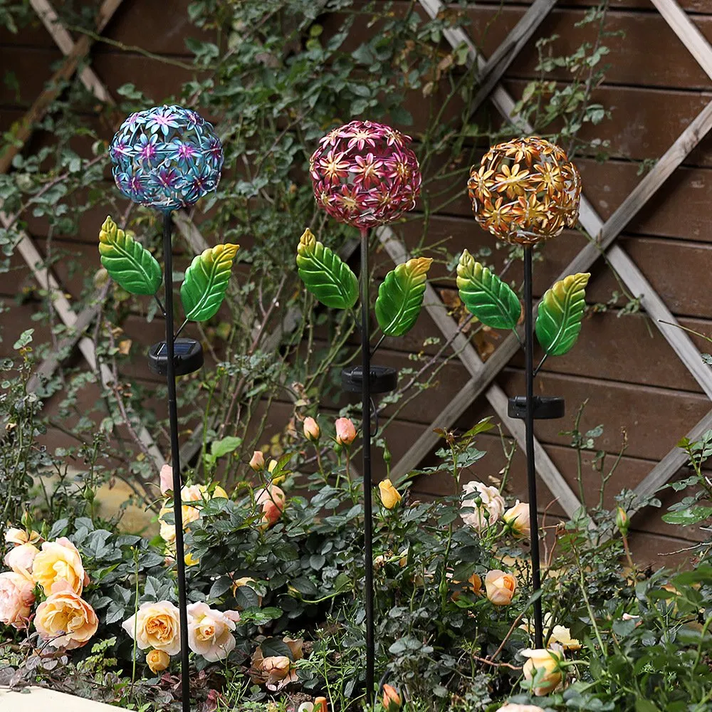 Solar-Powered Decorative Metal Flower Lights for Outdoor Gardens