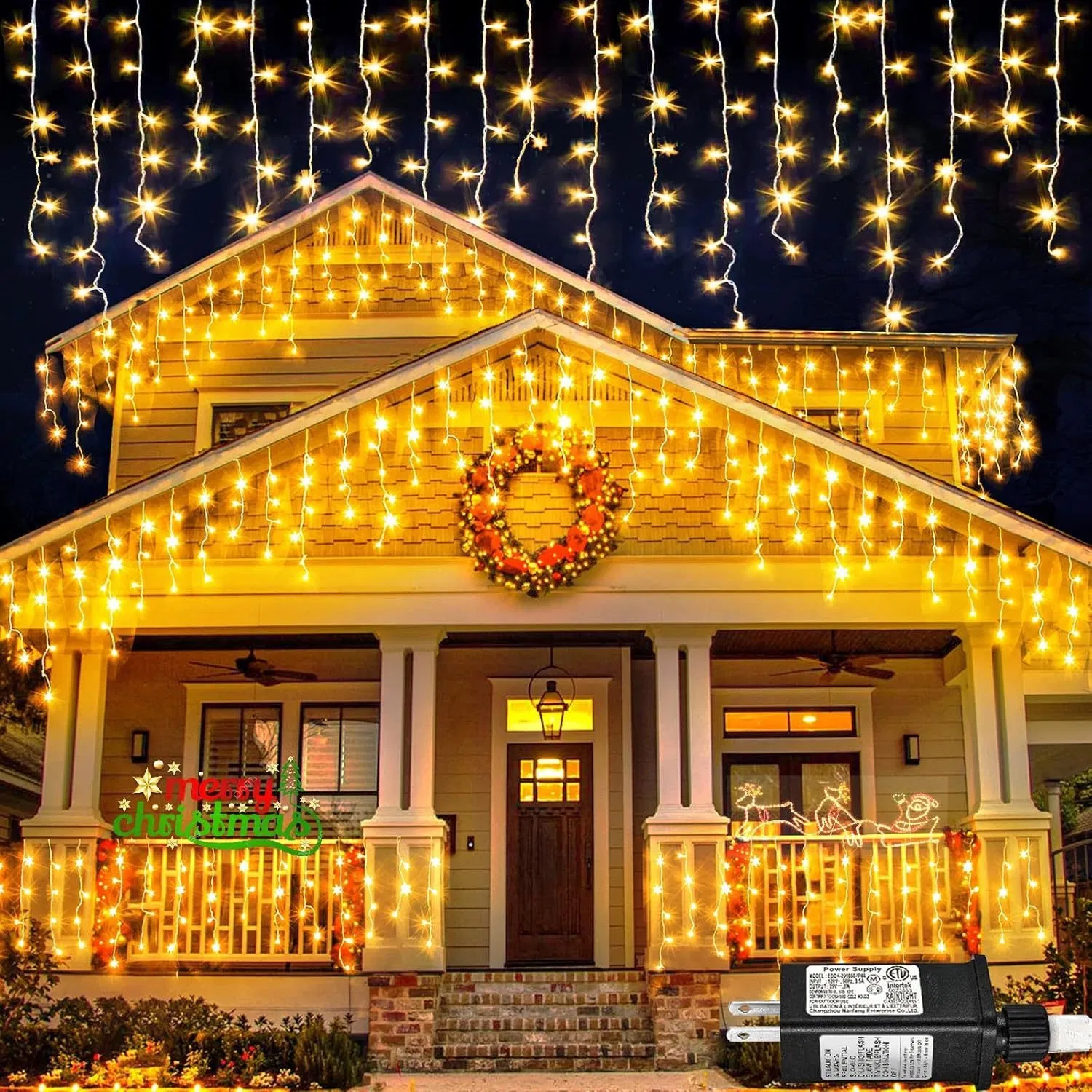 Waterfall Icicle Light 40/60/70/80cm LED Curtain Icicle String Lights 31V Christmas Decoration Lighting for Garland Party Garden Stage Roof Outdoor Decoration