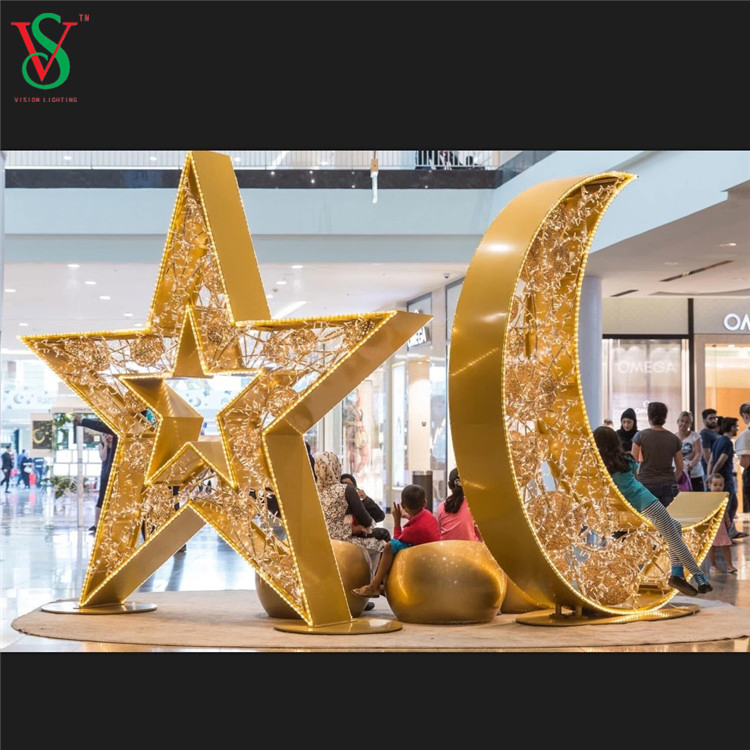 Ramadan Festival Moon Star Motif Lights for Shopping Mall Decorations