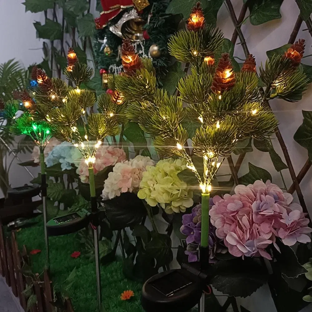 Solar Garden Stake Lights Pine Cone Landscape Christmas Tree LED Ci22767