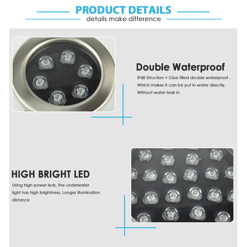Hotook 18W Stainless Steel Submersible IP68 Fountain Pond Lamp RGB Multicolor DMX LED Underwater Light