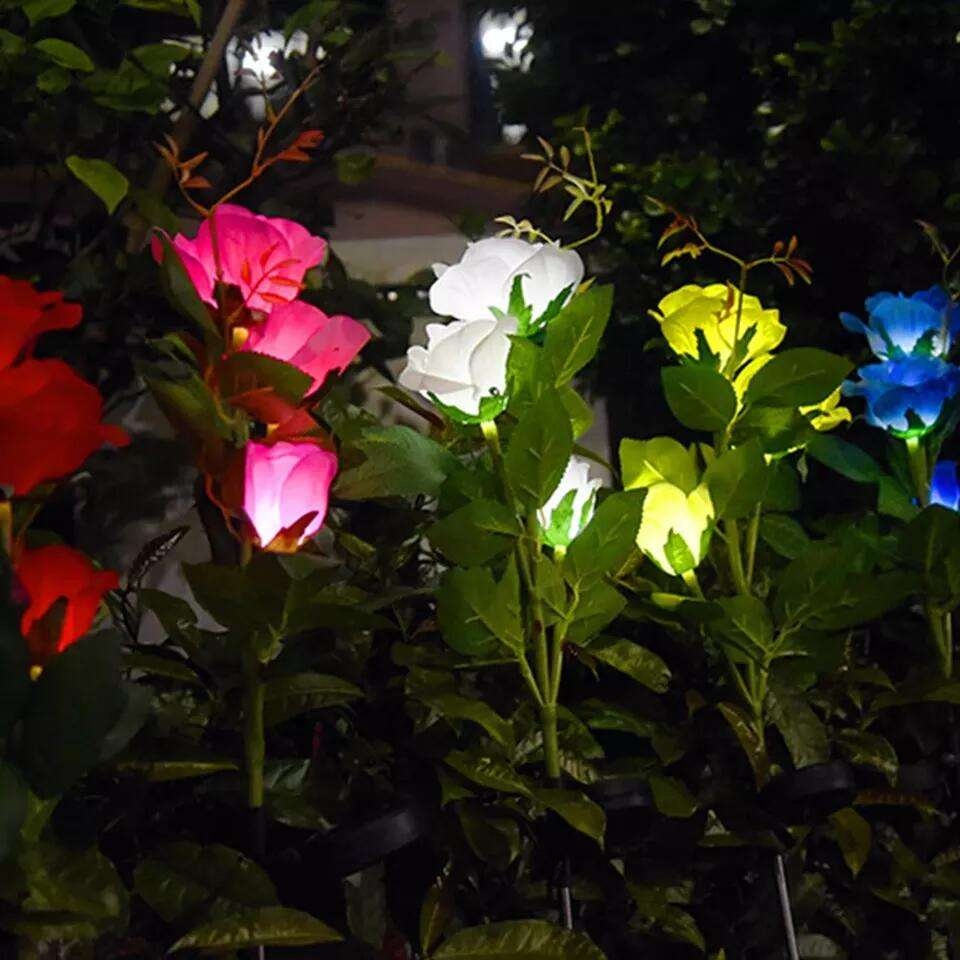 Christmas Solar Light Outdoor LED Garden Landscape Rose Flower Stake Lights