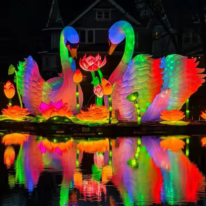 Customized Traditional Chinese Festival Lantern Colorful Cloth Animal Lights Christmas Theme Reindeer Crafts