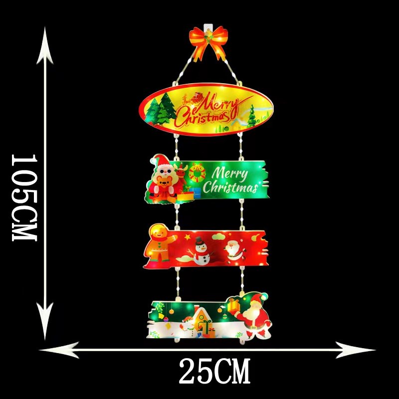 Halloween Door Window Hanging Lights LED Santa Claus Sticky Silhouette LED Decoration