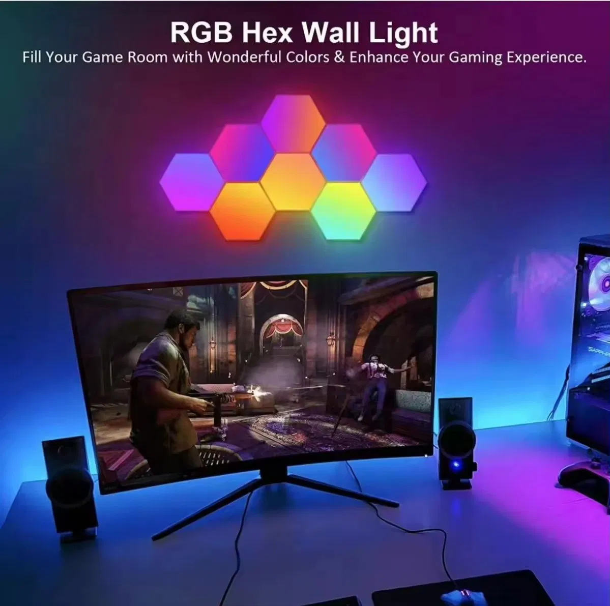 Smart Hex Light DIY Modular Assembled RGB Wall Panels Light for Game Room Decor