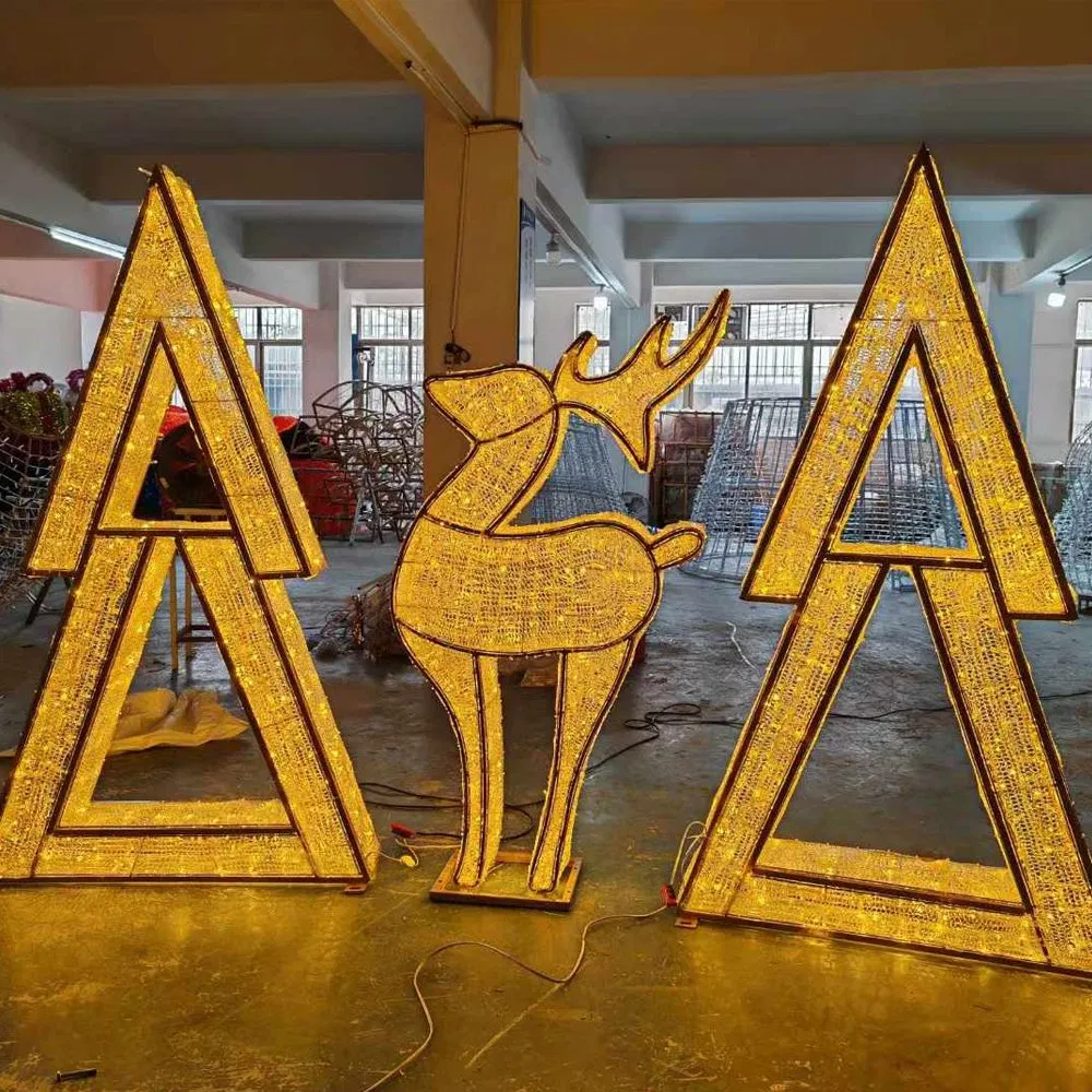 Large Outdoor Waterproof Christmas Pattern Light LED Christmas Snowman Arch Deer Motif Lights for Street Festival Decoration