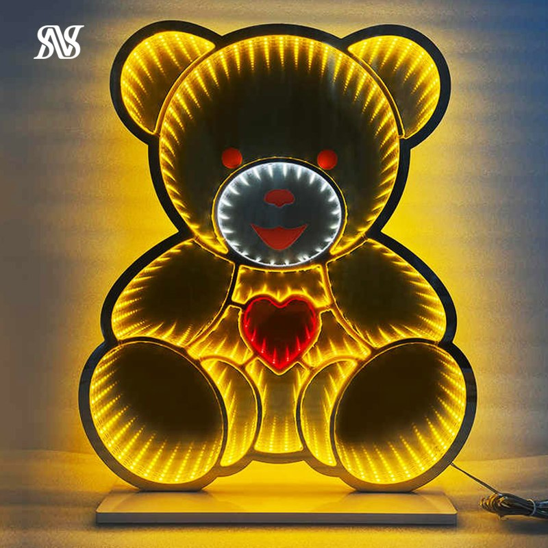 3D Neon Light Christmas LED Infinity Mirror Sign for Festival Courtyard Decor