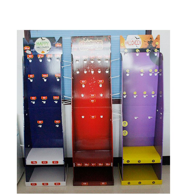 Holiday Promotional Display Stand Cardboard Floor Pegboard Display for Festival Gifts China Factory