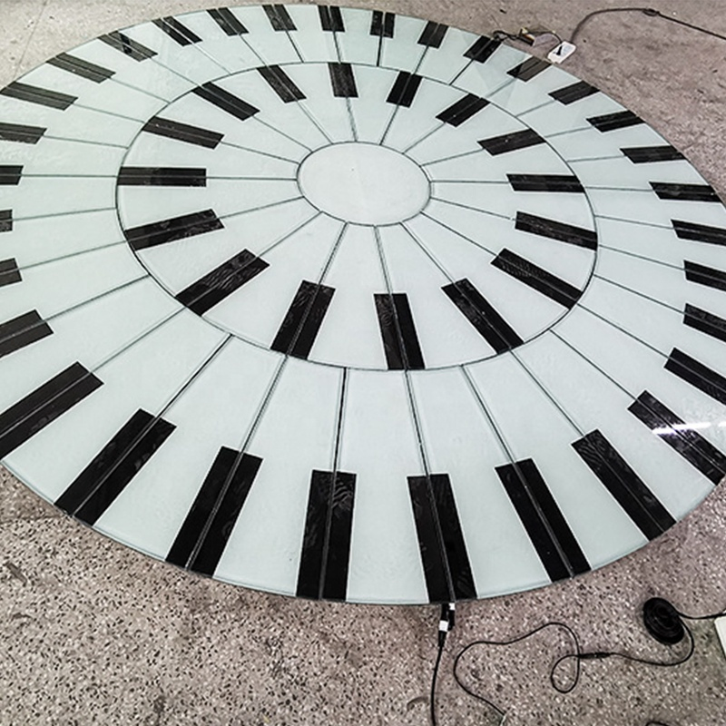 LED Piano Sensing Floor Tile Interactive Ground Network Stair Step Light Red Foot Floor Piano for Outdoor Amusement Equipment
