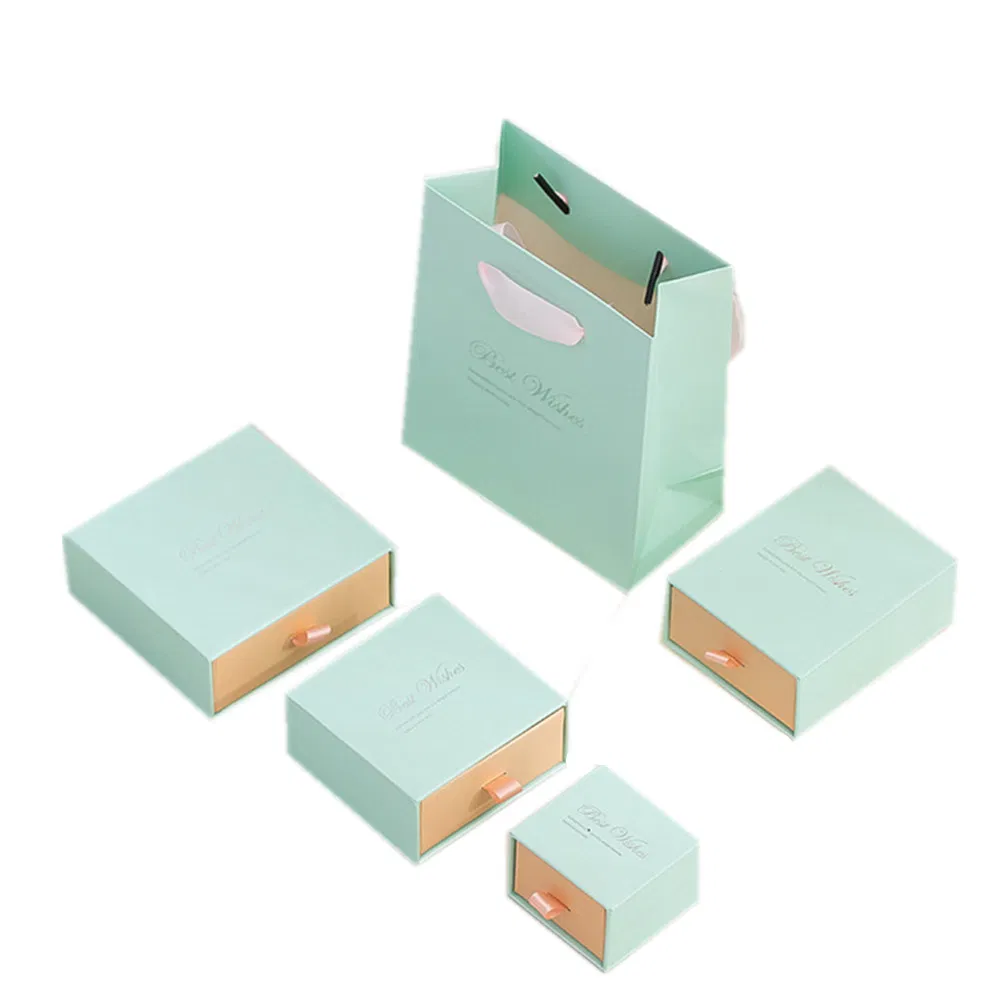 Custom Logo Cardboard Jewelry Gift Box Necklace Drawing Box Package Slide Drawer Paper Box with Black Foam for Jewelry Packaging