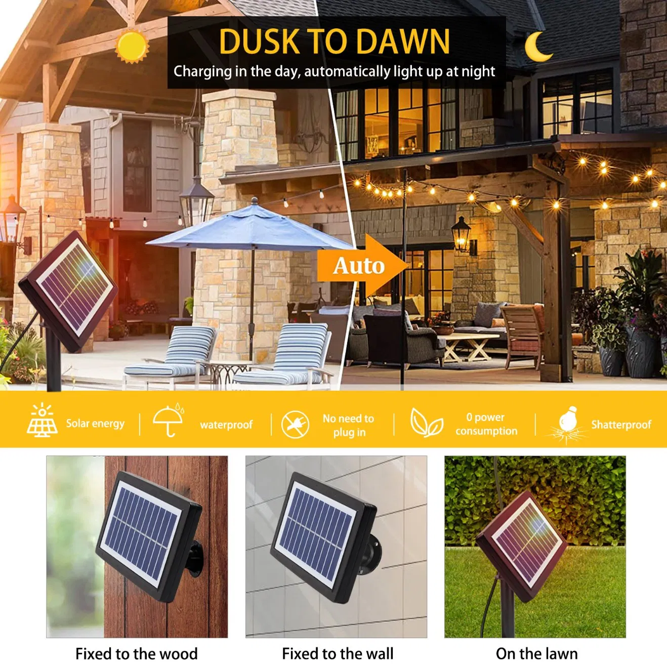 Solar Christmas Curtain Lights Outdoor Waterproof Solar Powered Decorative Light