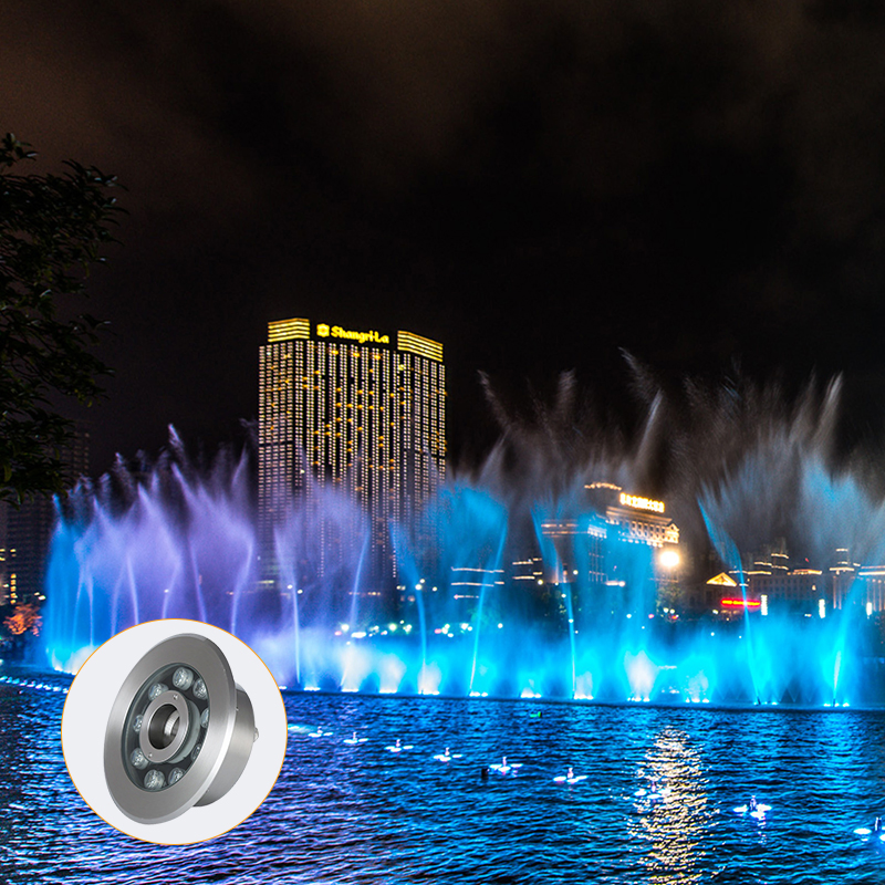 Outdoor LED Fountain Ring Light 6W 9W 12W 18W DMX Control Stainless Steel IP68 Submersible RGB Fountain Lights