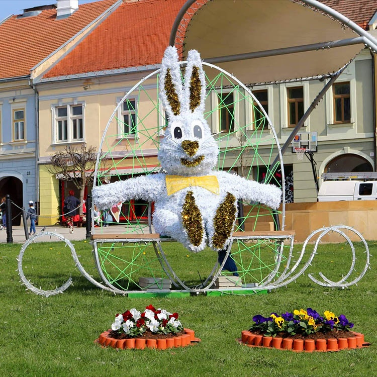LED Egg Rabbit 3D Motif Light for Outdoor Easter Shopping Mall Street Festival Decoration